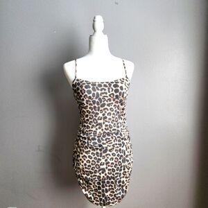 Ruched mini dress | Animal Print Ruched Dress | Ribbed Ruched Dress